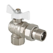 Кран шаровой BASE угловой с полусгоном 1/2" вн.-нар. белая рукоятка