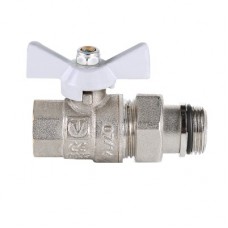 Кран шаровой BASE с полусгоном 1/2" вн.-нар. с доп. упл. (белая рукоятка)