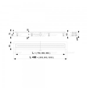 Канал дренажный ALCAPLAST Alcadrain 950*60 д.40мм APZ9-950 (решетка Simple Cube в компл.)