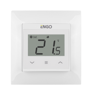 Терморегулятор провод., прогр., встр., с возм. подкл. вынос. датч., WI-FI, белый, в рамку 55х55 ENGO