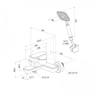 Смеситель для ванны, сатин, Milardo Maze