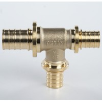 Тройник с уменьшенным боков. и торц. проходами РЕХАУ Rautitan латунь 25-20-20