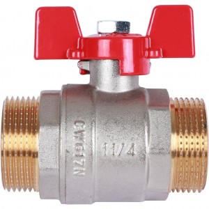 Кран шаровый Rommer 1 1/4"  НР/НР, ручка бабочка