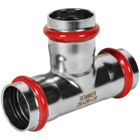 Тройник равнопроходной Rommer ВПр, 28, из нержавеющей стали прессовой