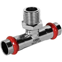 Тройник-переходник Rommer ВПр-НР, 15х1/2, из нержавеющей стали прессовой Тройник-переходник Rommer ВПр-НР, 15х1/2, из нержавеющей стали прессовой