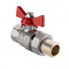 Кран шаровой BASE-ГОСТ со сгоном с рукояткой-бабочкой вн.-нар. DN15, PN40, 1/2"