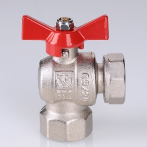 Кран шаровой BASE угловой с накидной гайкой 1/2" вн.-вн. (короткий)