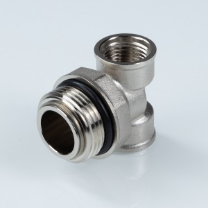 Тройник коллекторный с вращающимся штуцером 1"х1/2"х1/2" нар.-вн.-вн. Тройник коллекторный с вращающимся штуцером 1"х1/2"х1/2" нар.-вн.-вн.