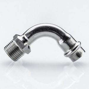 Отвод 90* с переходом на  нар. р., нерж. сталь 35х1" Отвод 90* с переходом на  нар. р., нерж. сталь 35х1"