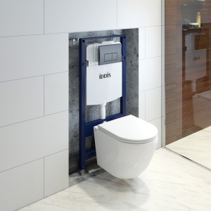 Комплект Iddis 3в1: подвесной унитаз Blanco, инсталляция Profix и черная клавиша смыва