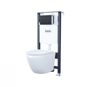 Комплект Iddis 3в1: подвесной унитаз Blanco, инсталляция Profix и черная клавиша смыва