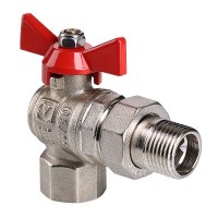 Кран шаровой BASE угловой с накидной гайкой 1/2" вн.-вн. (короткий)