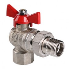 Кран шаровой BASE угловой с накидной гайкой 1/2" вн.-вн. (короткий)