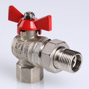 Кран шаровой BASE угловой с накидной гайкой 1/2" вн.-вн. (короткий)
