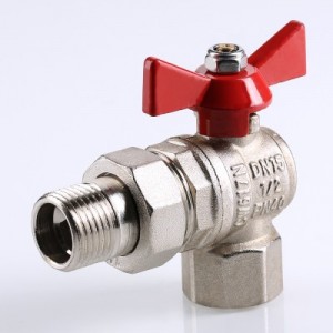 Кран шаровой BASE угловой с накидной гайкой 1/2" вн.-вн. (короткий)