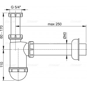 Сифон для умывальника ALСAPLAST Alcadrain DN40 c накидной гайкой 5/4"