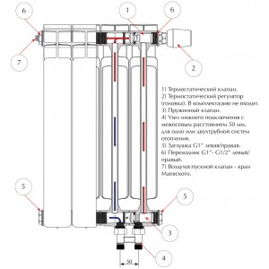 Радиатор биметаллический Rifar Base BVL 500 - 10 секций