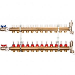 Распределительный коллектор из латуни с расходомерами 12 вых. STOUT