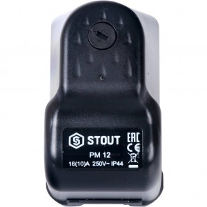 Реле давления для водоснабжения Stout PM12G, 3-12 бар,1/4", с накидной гайкой