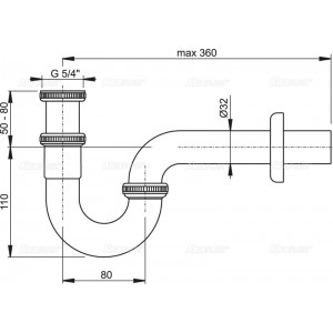 Сифон прямоточный латунь 1.1/4*32 хром. A432 ALCAPLAST Alcadrain