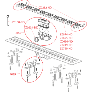 Канал дренажный ALCAPLAST Alcadrain 750*60 д.40мм APZ10-750 (решетка Simple Line в компл.)