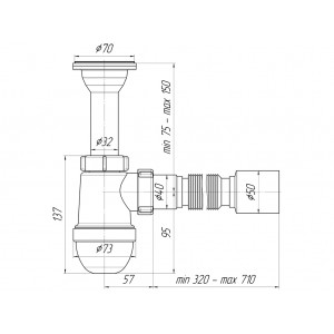 Сифон Ани 1 1/2"*40 с гибкой трубой 40*50